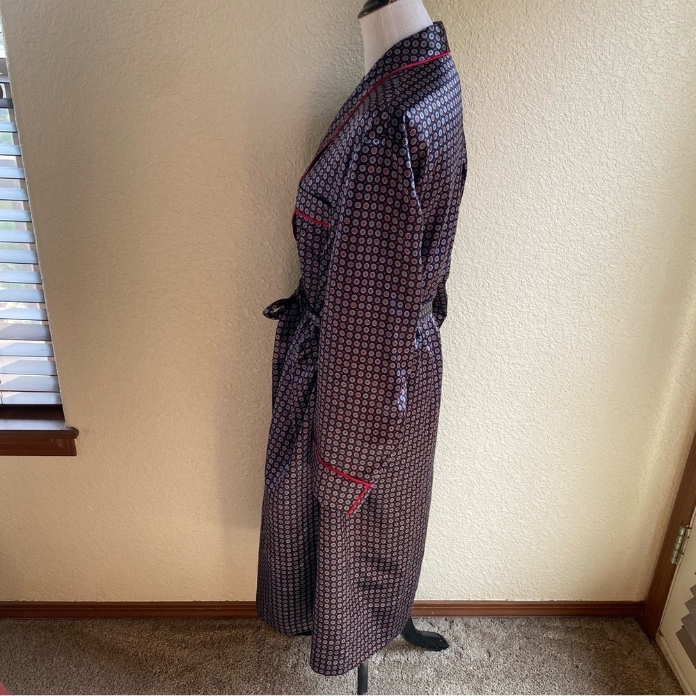 Sulka 100% Pure Silk Bath Robe Smoking Jacket Vintage One Size Unisex Blue Red - Picture 6 of 10
